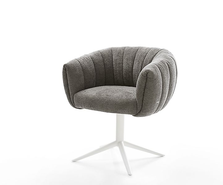 Drehstuhl Jada-Flex Bouclé Soft Schlamm Fußkreuz Weiß 360° drehbar Wippfunk günstig online kaufen