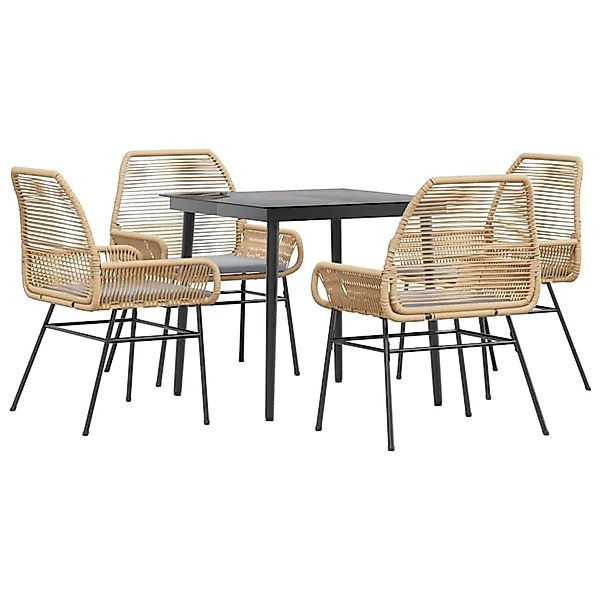 vidaXL 5-Tlg Garten-Essgruppe mit Kissen Braun Poly Rattan Glas 3334472 günstig online kaufen