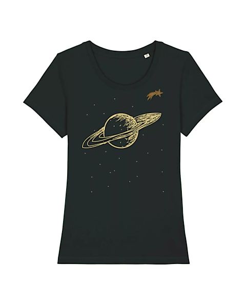 Saturn Mit Sternschnuppe | Broschenshirt Damen günstig online kaufen
