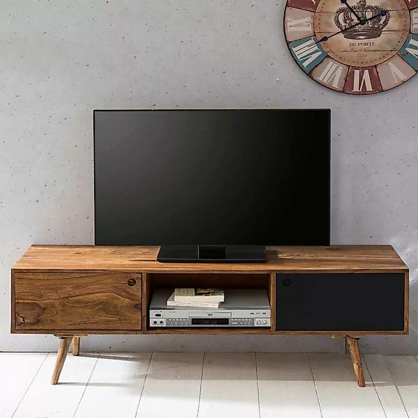 TV Kommode Retro aus Sheesham Massivholz 140 cm breit - 45 cm hoch günstig online kaufen