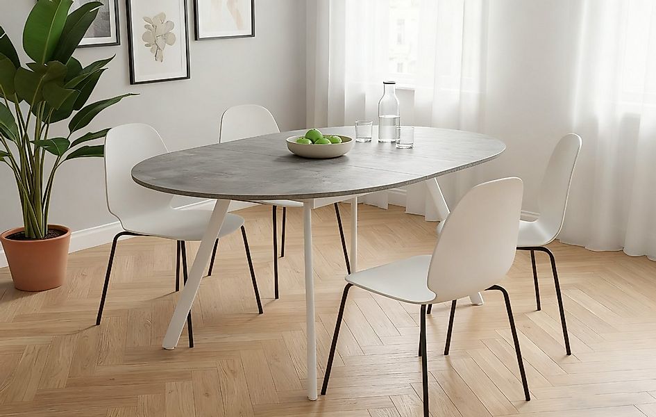 B&D home Esstisch TILL, Metallgestell schwarz oder weiß, ausziehbar 120-160 günstig online kaufen