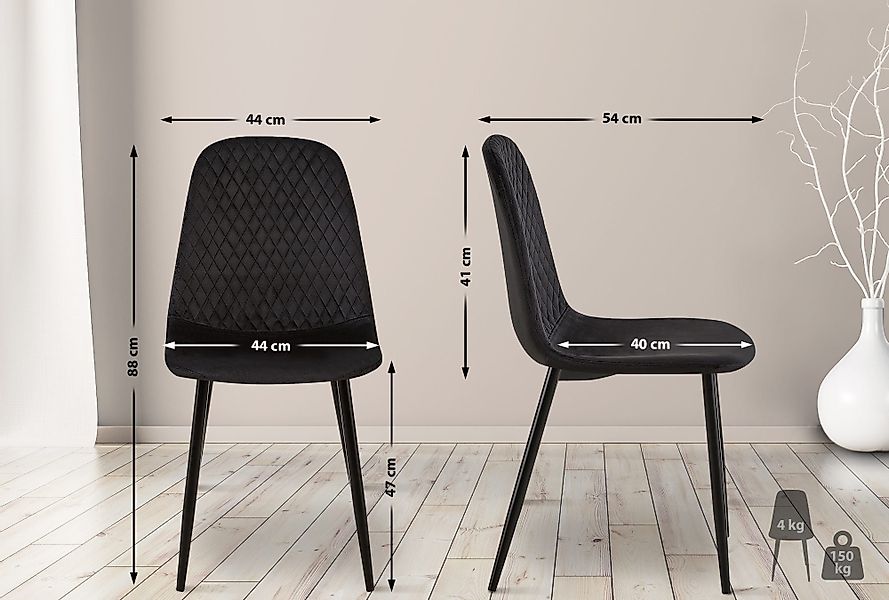CLP Esszimmerstuhl Giverny, Samt/ Stoff, Ziernähte, günstig online kaufen
