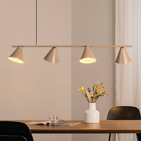 Hängeleuchte Form 4, beige, Metall, 4-flammig, Kegel, E27 günstig online kaufen