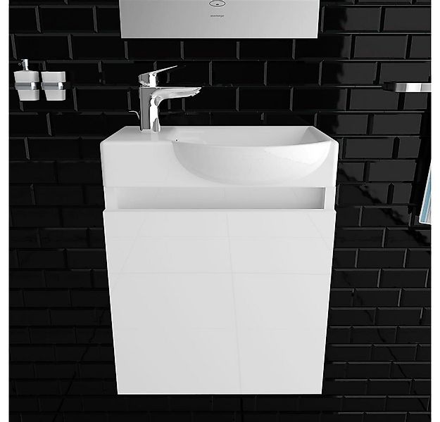 Alpenberger Badmöbel-Set Gäste WC Möbel Set - Waschtisch mit Waschbeckenunt günstig online kaufen