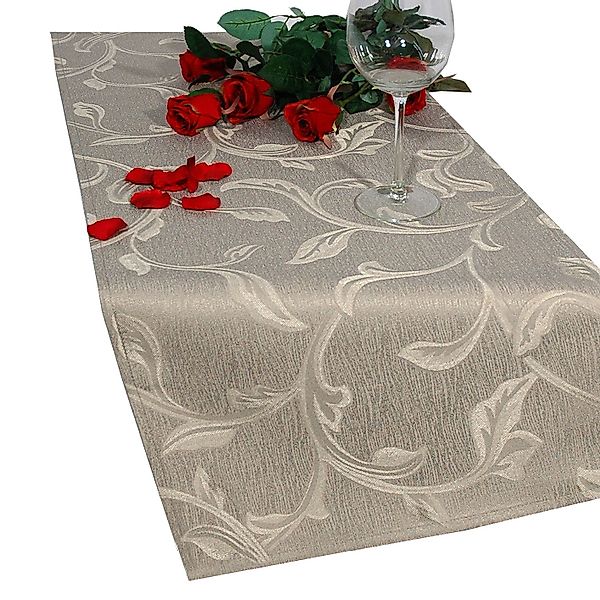 Delindo Lifestyle Tischläufer Jacquard taupe Ranken günstig online kaufen