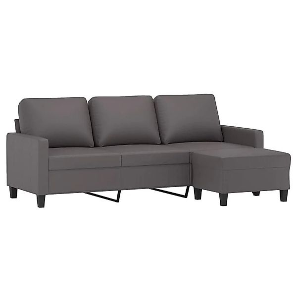 vidaXL 3-Sitzer-Sofa mit Hocker Grau 180 cm Kunstleder 3201026 günstig online kaufen