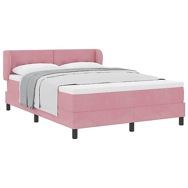 vidaXL Boxspringbett mit Matratze mit Kopfteil Rosa 140 x 190 cm Samt 33403 günstig online kaufen