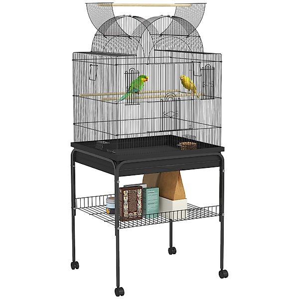 PawHut Vogelkäfig Stahl Kunststoff Schwarz 63L x 53B x 144H cm günstig online kaufen