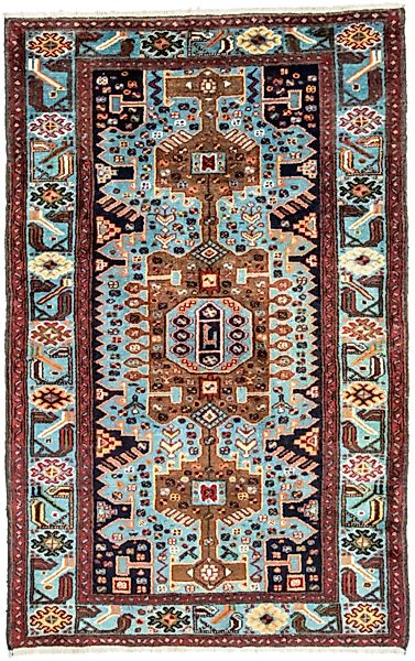 morgenland Wollteppich »Nahavand Teppich handgeknüpft blau«, rechteckig, ha günstig online kaufen