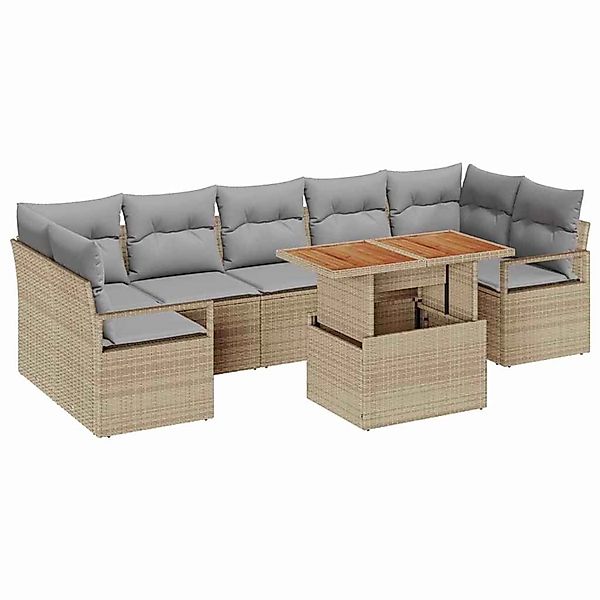 vidaXL Garten-Sofa-Set mit Speicher 8-Tlg Beige Poly Rattan 3358415 günstig online kaufen