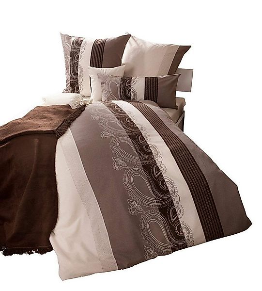 Janine Bettwäsche Bettbezug 135x200 80x80 Barock gestreift Boho beige braun günstig online kaufen