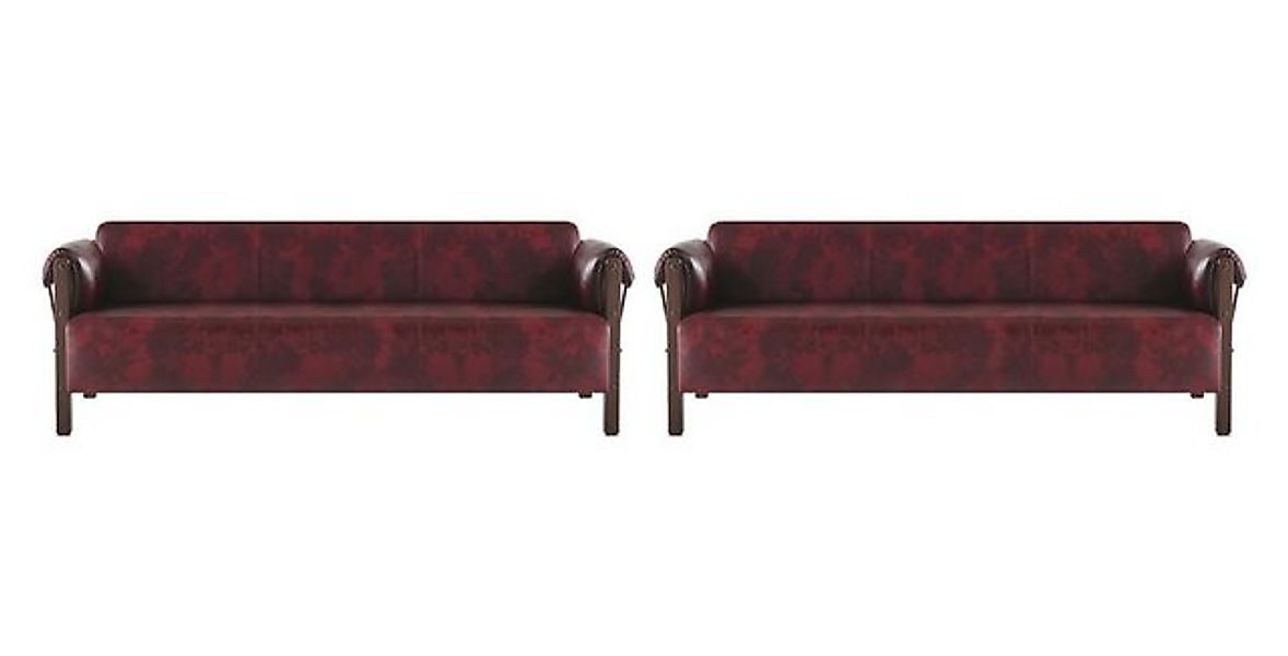 JVmoebel 3-Sitzer Sofas 3-Sitzer Ledersofas Set Bordeaux Modern Stil Couch günstig online kaufen