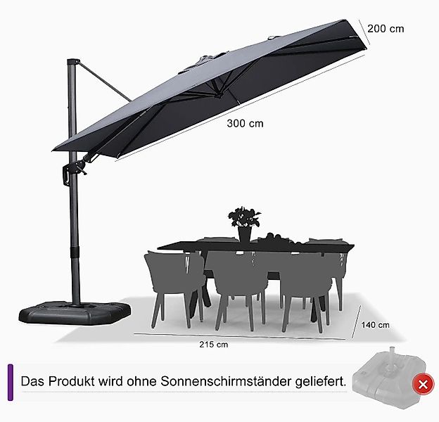 PURPLE LEAF Ampelschirm Außenbereich Rechteckiger großer günstig online kaufen