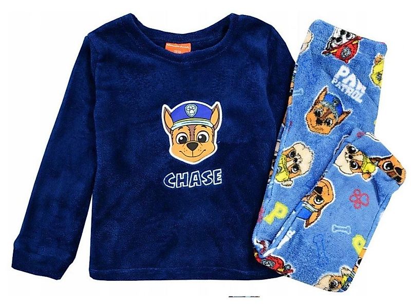 PAW PATROL Schlafanzug Velour flauschiger Pyjama Chase blau günstig online kaufen
