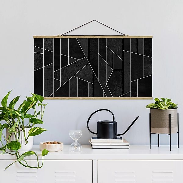 Stoffbild Abstrakt mit Posterleisten - Querformat Schwarz Weiß Geometrie Aq günstig online kaufen
