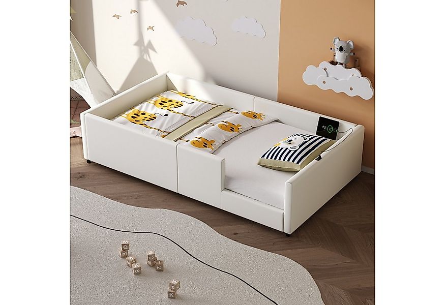 Merax Polsterbett gepolstertes Plattformbett Jugendbett mit USB & Typ-C (1- günstig online kaufen