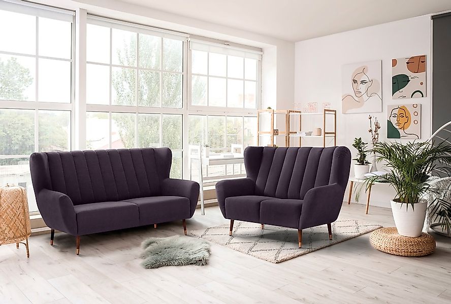 exxpo - sofa fashion 2-Sitzer "Polly, bequem mit hoher Rückenlehne, hohe Fü günstig online kaufen