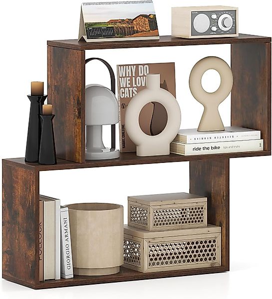 COSTWAY Bücherregal, 3-stöckig, Würfelregal Holz, geometrisch, günstig online kaufen