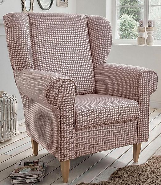 Home affaire Sessel Asino, mit Hahnentritt Bezug, wahlweise mit Hocker günstig online kaufen