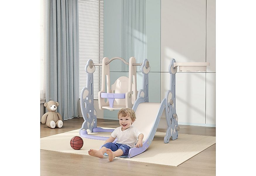 AIYAPLAY Rutsche 4-in-1 Kinderrutsche mit Schaukel Basketballkorb Kletterge günstig online kaufen