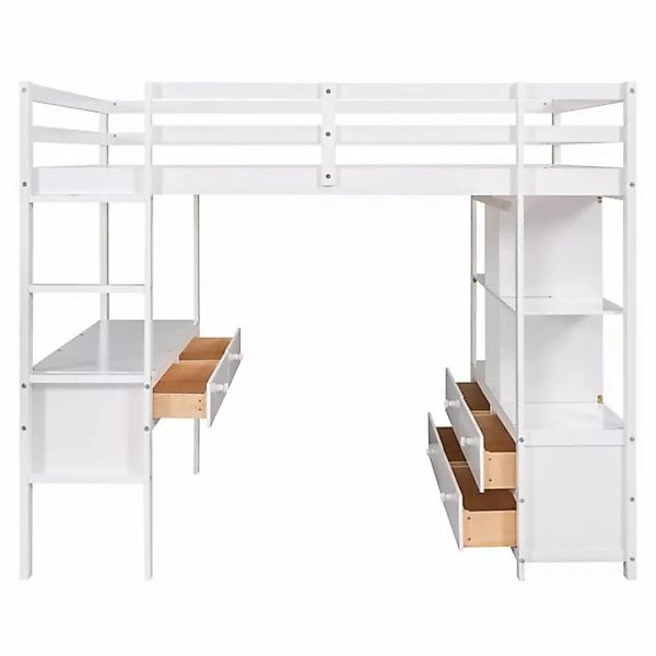 PFCTART Hochbett Kinder-Hochbett, 2-in-1-Bett mit Schubladen und Schreibtis günstig online kaufen