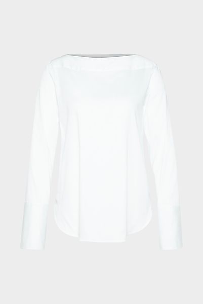 Bluse ohne Kragen aus Baumwollsatin günstig online kaufen