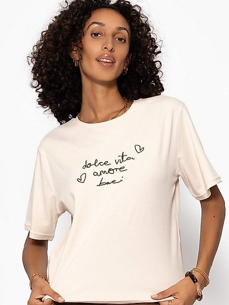 SASSYCLASSY T-Shirt T-Shirt mit LA DOLCE VITA Print Damen Legeres T-Shirt m günstig online kaufen