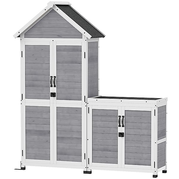 Outsunny 2 in 1 Gartenschrank Holz, Geräteschuppen mit Aufbewahrungsschrank günstig online kaufen