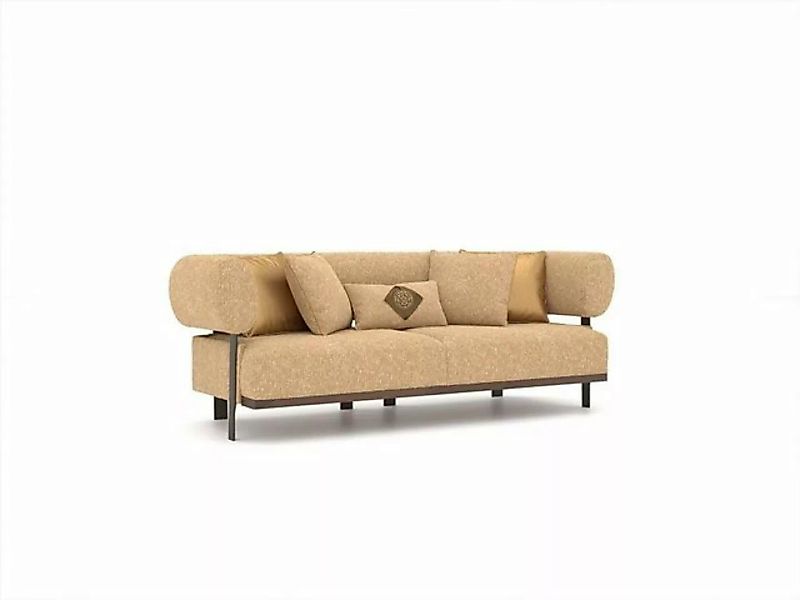 JVmoebel 2-Sitzer Design Beige Sofa Zweisitzer Luxus Möbel Textil Polstermö günstig online kaufen