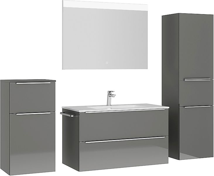 nobilia Badmöbel-Set "Levere", (4 St., vormontiert, mit Soft-Close), Hochgl günstig online kaufen