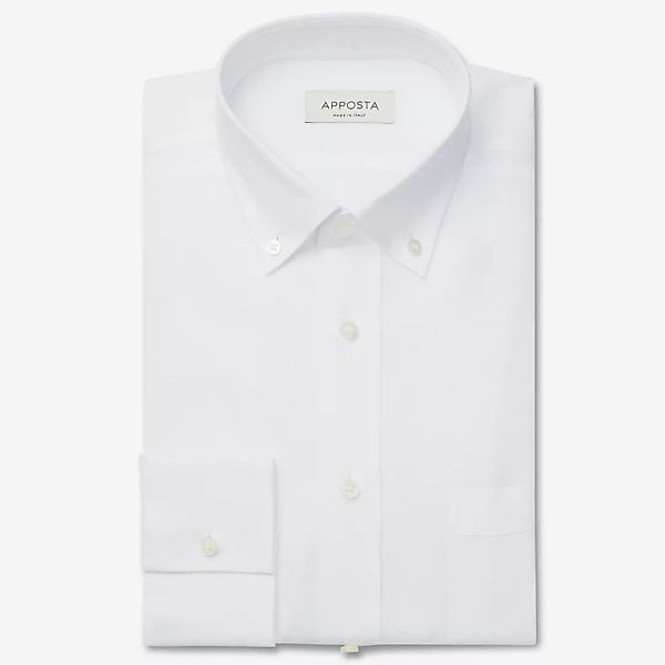 Hemd  einfarbig  weiß leinen leinwandbindung, kragenform  kleiner button-do günstig online kaufen