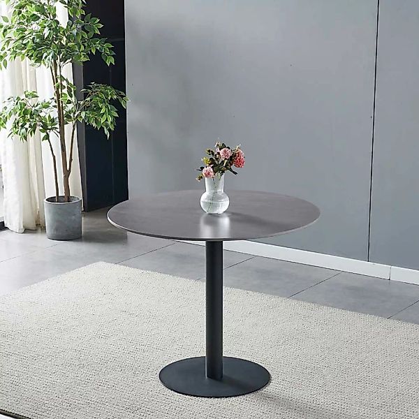 Runder Tisch Marmor Optik grau 90 cm breit Sinterstein Platte günstig online kaufen