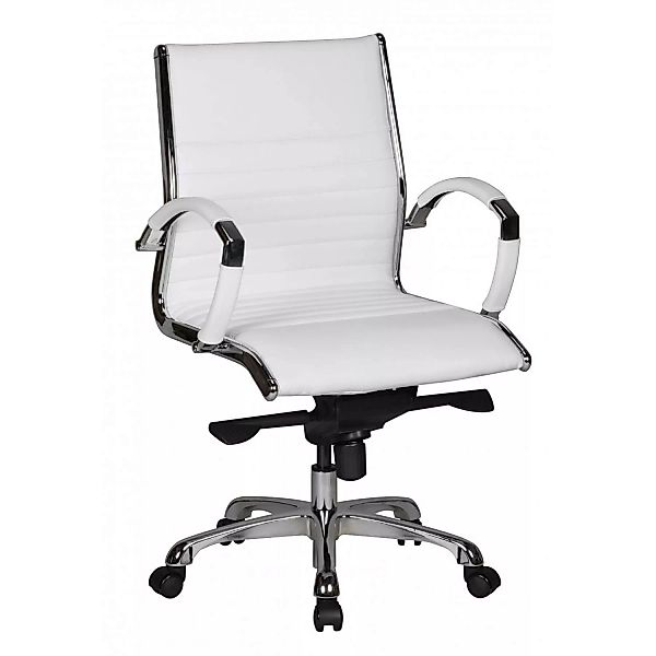 Bürostuhl 2 Bezug Echtleder Weiß Design Schreibtischstuhl X-XL 120kg Chefse günstig online kaufen