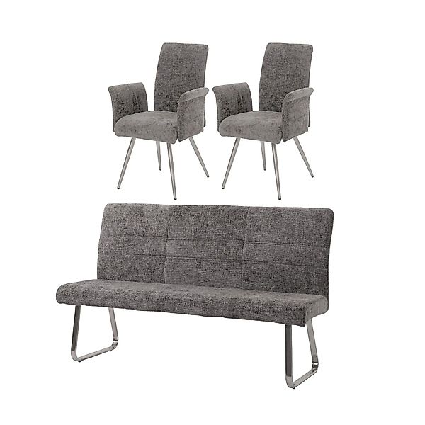 MCW Esszimmer-Set G55 2er-Set Stuhl mit Armlehne+Sitzbank 180cm 3-teilig St günstig online kaufen