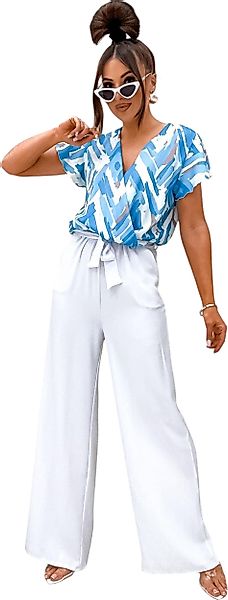 EloModa Jumpsuit Damen Jumpsuit mit Wickeloberteil günstig online kaufen
