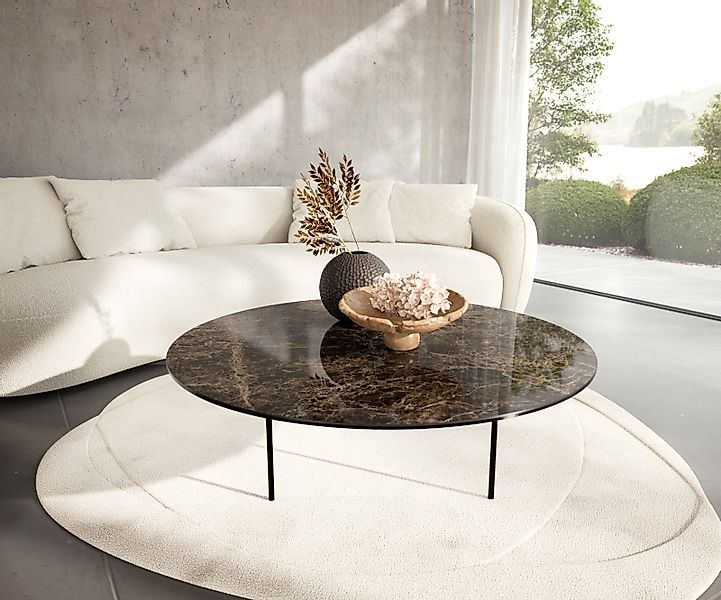 Couchtisch Edge Rund 100x100 cm Keramik Laminam® Emperador Extra Lucidato D günstig online kaufen