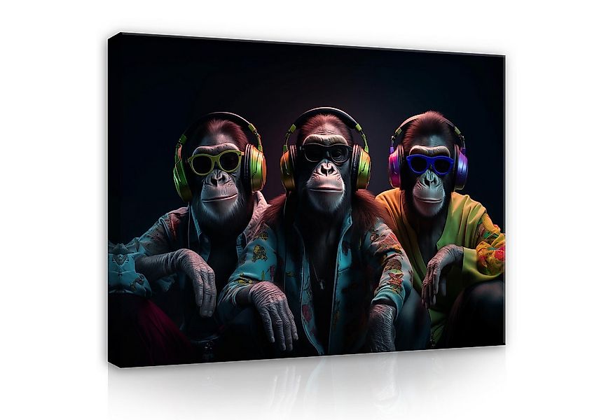 Wallarena Leinwandbild Drei Affen Musik Abstrakt Wohnzimmer Schlafzimmer Wa günstig online kaufen