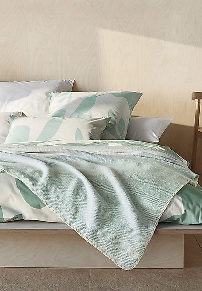 hessnatur Decke MERLE aus Bio-Baumwolle - grün - Größe 140x180 cm günstig online kaufen