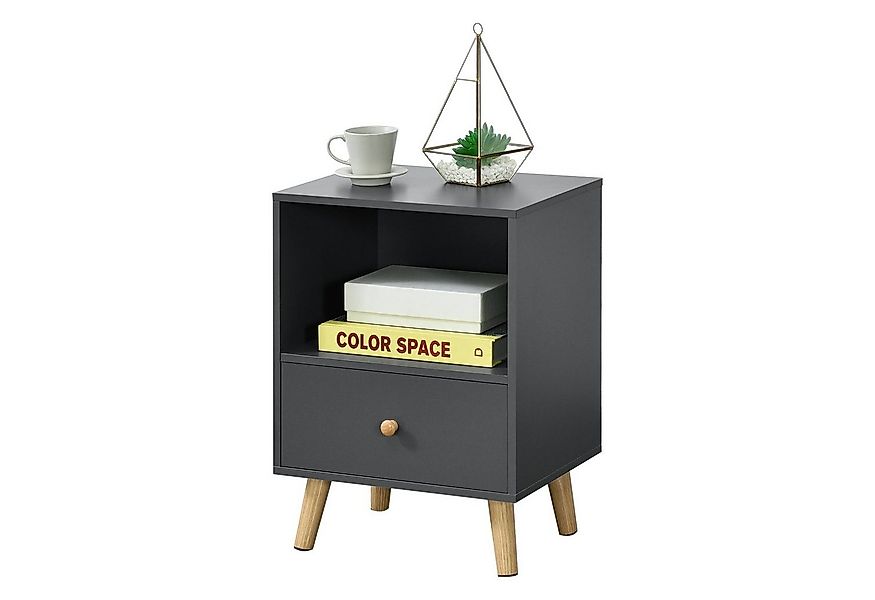 en.casa Beistelltisch, Nachttisch »Sundsvall« 40x30x54 cm Dunkelgrau günstig online kaufen
