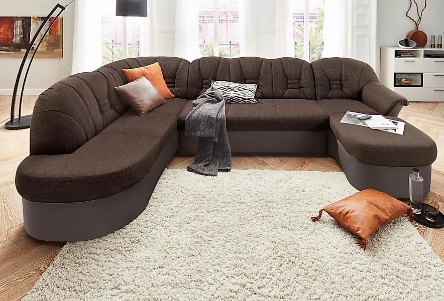 DOMO collection Wohnlandschaft "Elva, zeitloses Design, elegante Rückenstep günstig online kaufen