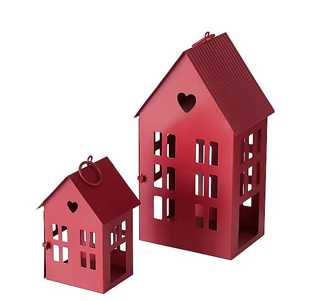 BOLTZE Kerzenlaterne 2tlg. Laterne HERZENSHAUS rot Haus Metall Lichterhaus günstig online kaufen