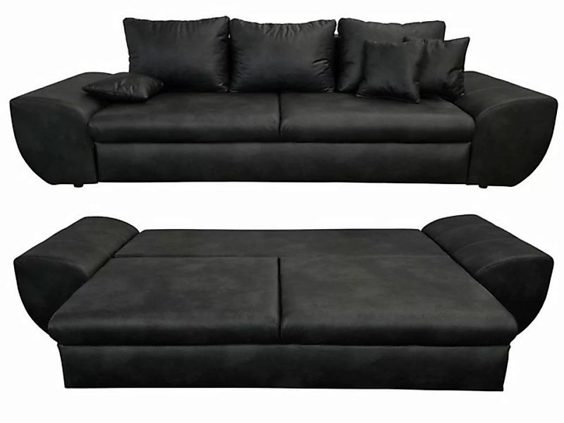luma-home Big-Sofa 18010, mit Bettfunktion und Stauraum 275 cm breit, Welle günstig online kaufen