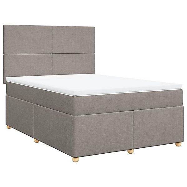 vidaXL Bett Boxspringbett mit Matratze Taupe 160x200 cm Stoff günstig online kaufen