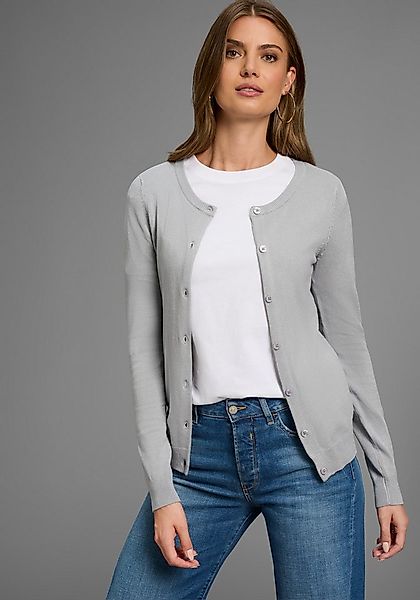 Laura Scott Strickjacke Feinstrick in Basic Fit mit Rundhals und Knopfleist günstig online kaufen