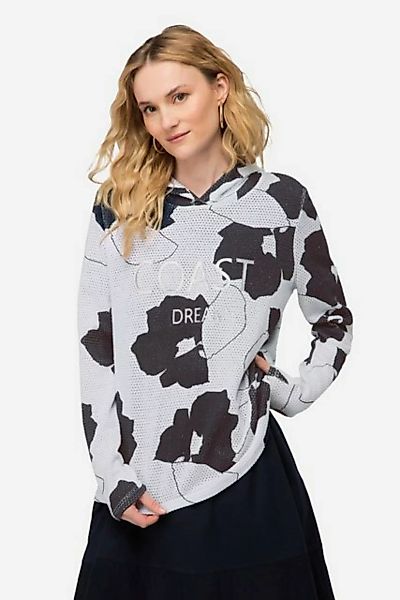 Laurasøn Sweatshirt Hoodie Blätter Print Netz-Kapuze Langarm günstig online kaufen