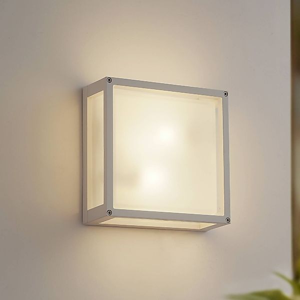 Lucande Außenwandlampe Aurelien, weiß, Sensor, 25 x 25 cm günstig online kaufen