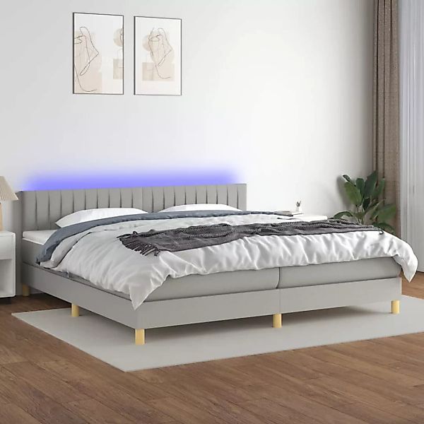 Vidaxl Boxspringbett Mit Matratze & Led Hellgrau 200x200 Cm Stoff günstig online kaufen