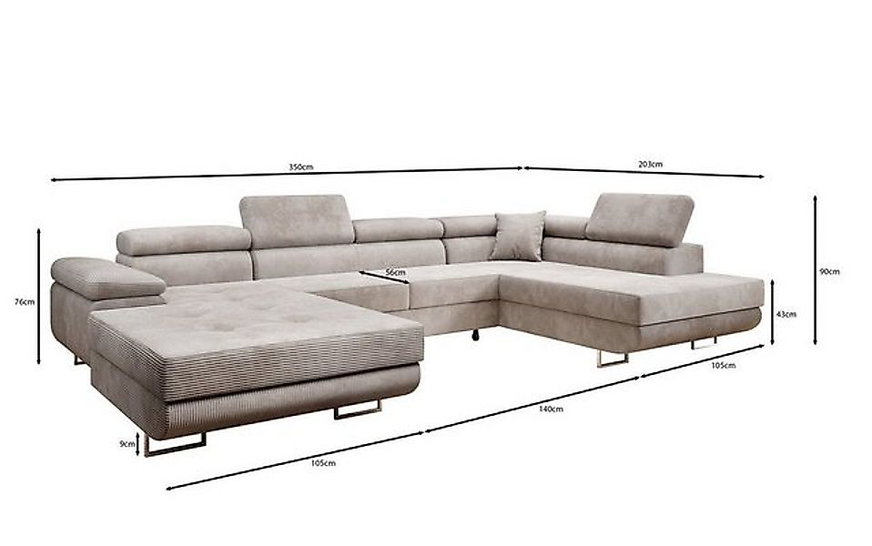 Luxusbetten24 Schlafsofa Designer Sofa Lago Bouclé, mit Stauraum und Schlaf günstig online kaufen