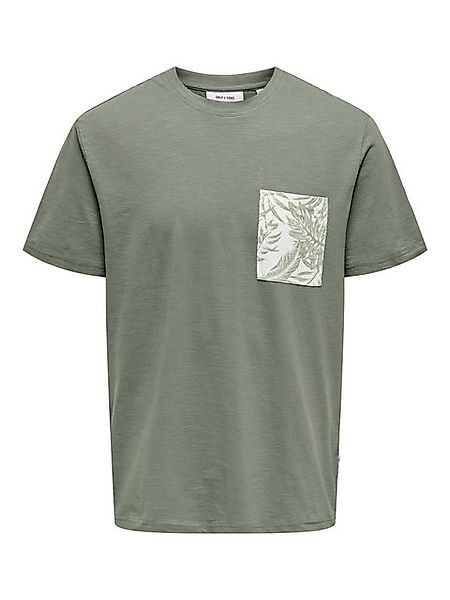 ONLY & SONS T-Shirt - mit Blattmuster auf Brusttasche (1-tlg) ONSPERRY LIFE günstig online kaufen