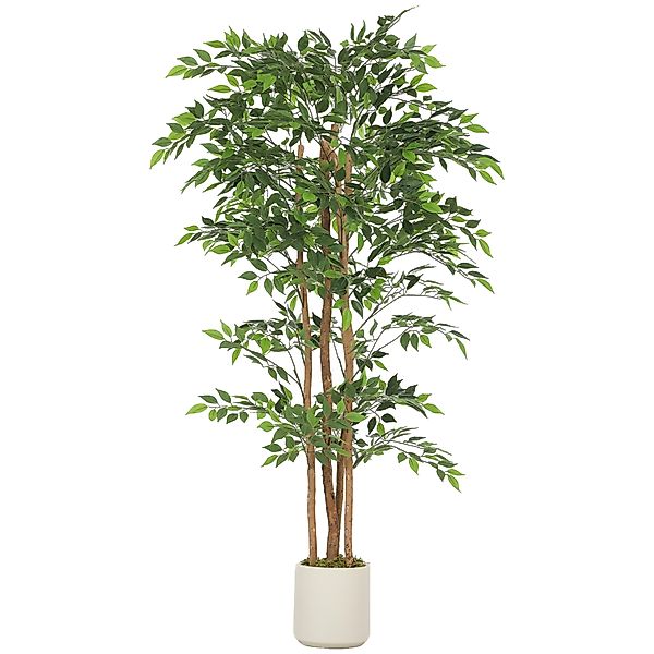 HOMCOM Künstlicher Banyanbaum 180 cm Kunstpflanze mit Massivholzstamm, Topf günstig online kaufen
